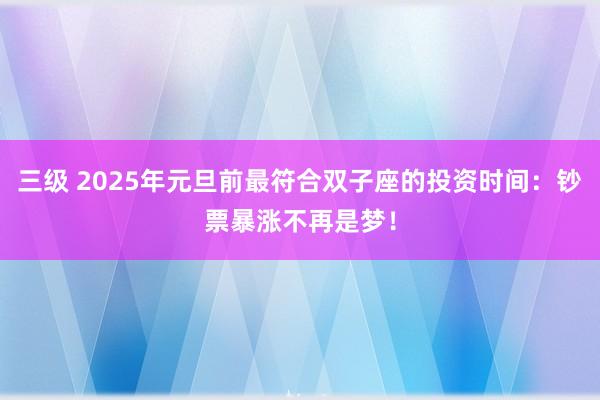 三级 2025年元旦前最符合双子座的投资时间：钞票暴涨不再是梦！
