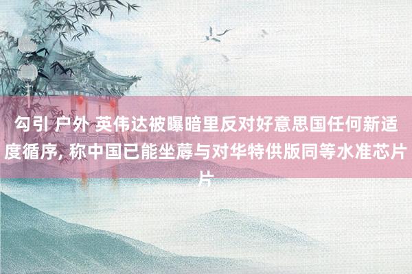 勾引 户外 英伟达被曝暗里反对好意思国任何新适度循序, 称中