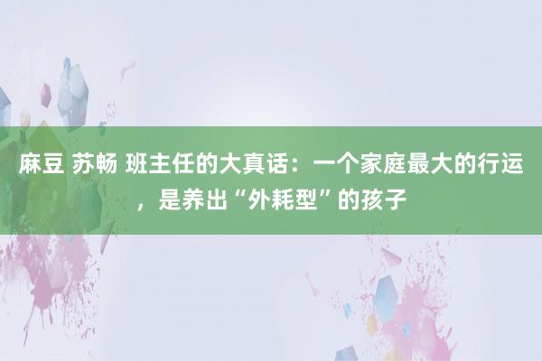 麻豆 苏畅 班主任的大真话：一个家庭最大的行运，是养出“外耗