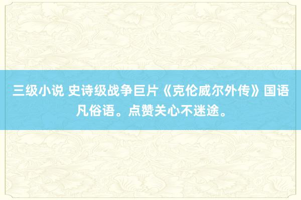 三级小说 史诗级战争巨片《克伦威尔外传》国语凡俗语。点赞关心